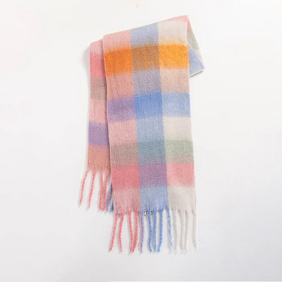Modes Kašmira Šalle Sievietēm Ac Krāsaini Plaid Šalles Ziemas Biezi Silti Gari Pušķi Pashmina Sega Šalles 40*210CM