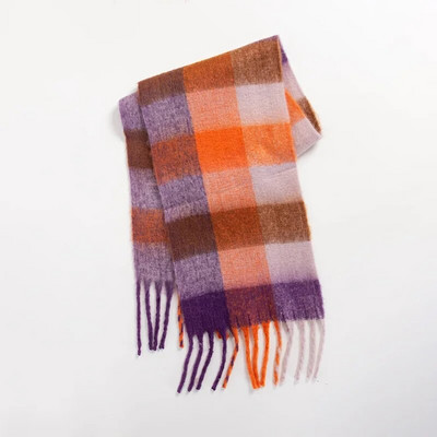 Modes Kašmira Šalle Sievietēm Ac Krāsaini Plaid Šalles Ziemas Biezi Silti Gari Pušķi Pashmina Sega Šalles 40*210CM