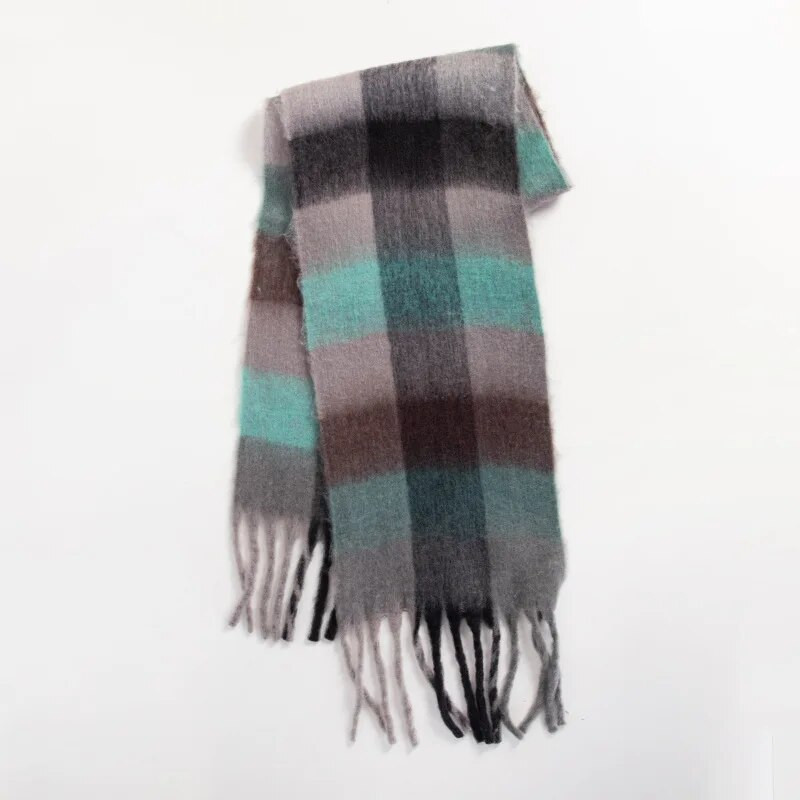 Modes Kašmira Šalle Sievietēm Ac Krāsaini Plaid Šalles Ziemas Biezi Silti Gari Pušķi Pashmina Sega Šalles 40*210CM