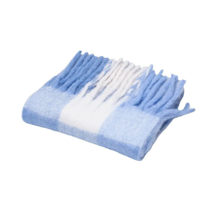 Modes Kašmira Šalle Sievietēm Ac Krāsaini Plaid Šalles Ziemas Biezi Silti Gari Pušķi Pashmina Sega Šalles 40*210CM