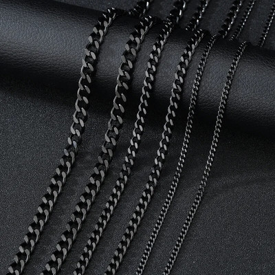 Basic Punk rozsdamentes acél 3,5,7 mm-es kubai nyakláncok férfiaknak női fekete arany színű lánctartók tömör fém ékszerek