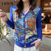 2023. Proljeće Jesen, Nova modna majica s dugim rukavima s V-izrezom, ženski temperamentni ležerni kardigan s okruglim izrezom i dugmadima