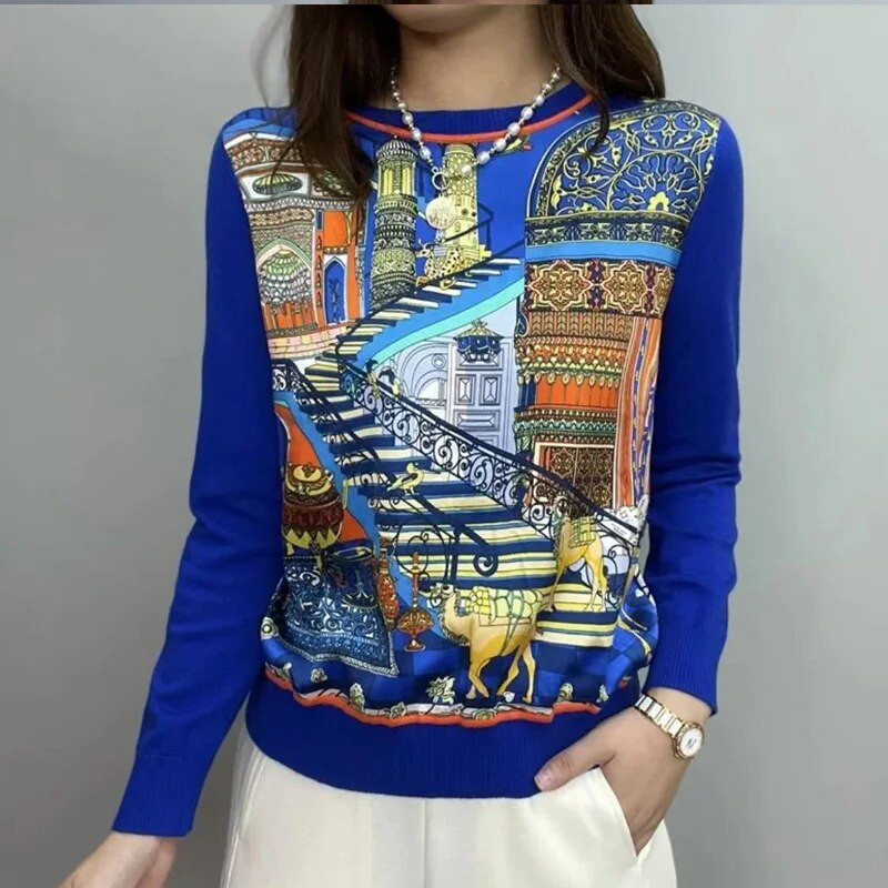 2023. Proljeće Jesen, Nova modna majica s dugim rukavima s V-izrezom, ženski temperamentni ležerni kardigan s okruglim izrezom i dugmadima