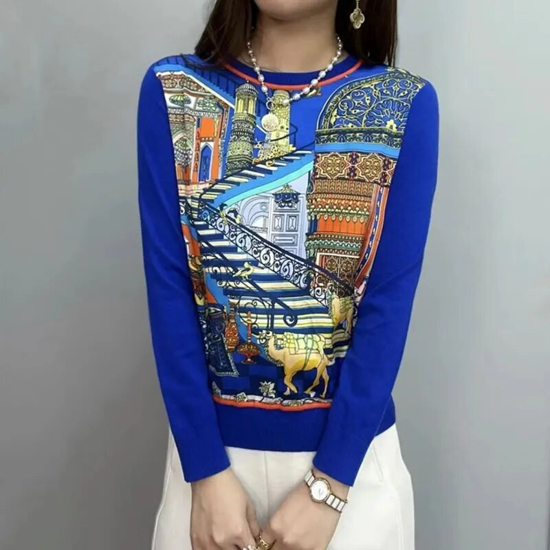 2023. Proljeće Jesen, Nova modna majica s dugim rukavima s V-izrezom, ženski temperamentni ležerni kardigan s okruglim izrezom i dugmadima