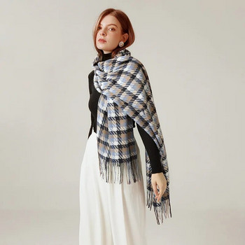 Γυναικεία χειμωνιάτικα ζεστά κασμίρ καρό κασκόλ Σάλι παχύ μακριά πασμίνα μόδας πολυτελείας επώνυμα χρώμα Houndstooth μαντήλι 70*180cm