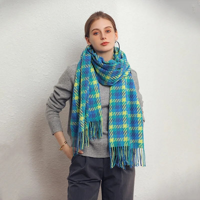 Sieviešu ziemas silta kašmira rūtainā šalle šalle bieza gara pashmina modes grezna zīmola krāsa suņu zoba šalles aptinumi 70*180cm