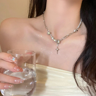 Y2K kristāla tauriņu kulonu kaklarota sievietēm, viegla greznība, Egirl panku sirds, grunge atslēgas kaula ķēde, modes rotaslietas ballītei 2023. gada dāvana