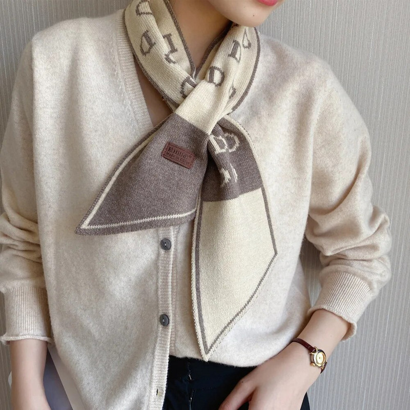 12*105cm Jesen Zima Modni vuneni pleteni topli štitnik za vrat Križna utičnica Mali kratki šal Udoban grijač za vrat