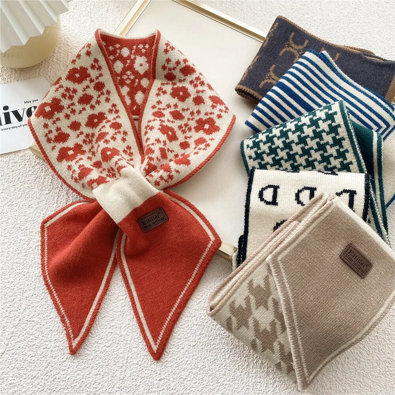 12*105cm Jesen Zima Modni vuneni pleteni topli štitnik za vrat Križna utičnica Mali kratki šal Udoban grijač za vrat