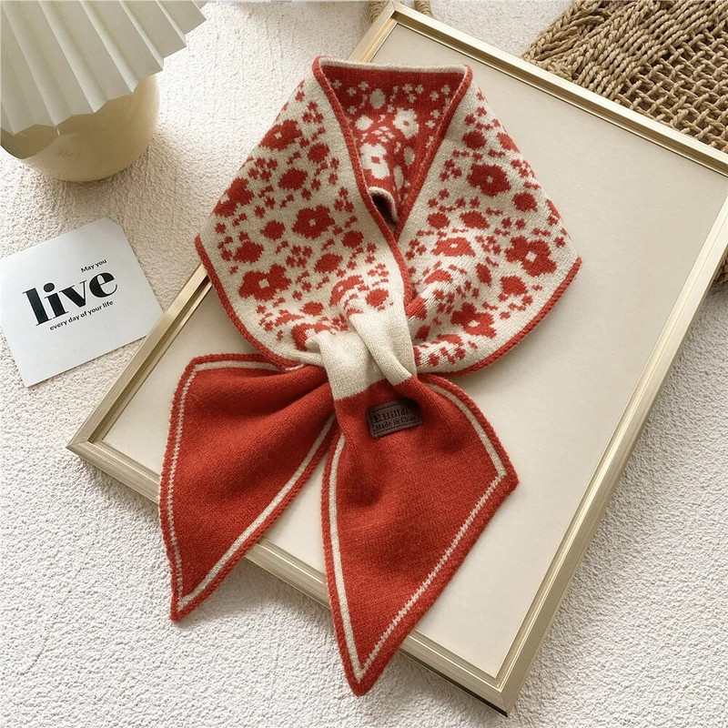 12*105cm Jesen Zima Modni vuneni pleteni topli štitnik za vrat Križna utičnica Mali kratki šal Udoban grijač za vrat