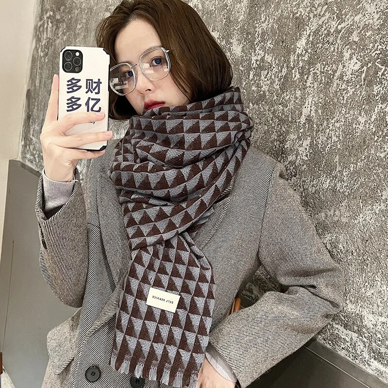 67*185CM Ziemas Bieza Silta Rūta Šalle Sievietēm Imitācija Kašmira Plaids Šalle Pashmina Fashion Sega Aptin Biezi Šalles