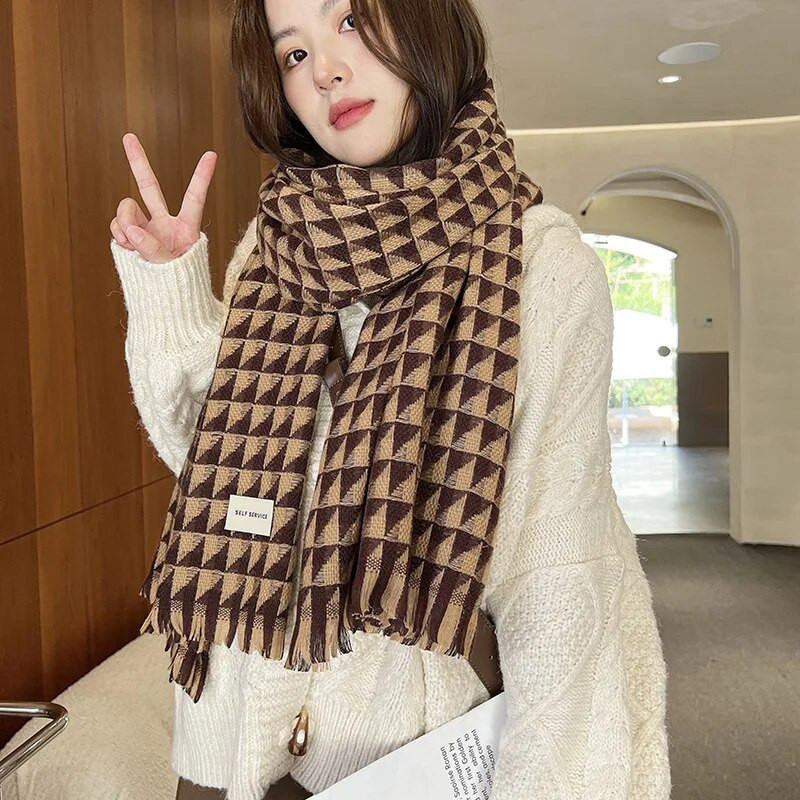 67*185CM Ziemas Bieza Silta Rūta Šalle Sievietēm Imitācija Kašmira Plaids Šalle Pashmina Fashion Sega Aptin Biezi Šalles