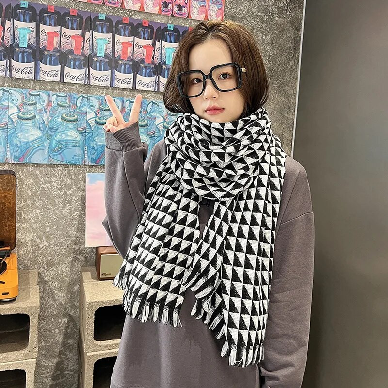 67*185CM Ziemas Bieza Silta Rūta Šalle Sievietēm Imitācija Kašmira Plaids Šalle Pashmina Fashion Sega Aptin Biezi Šalles