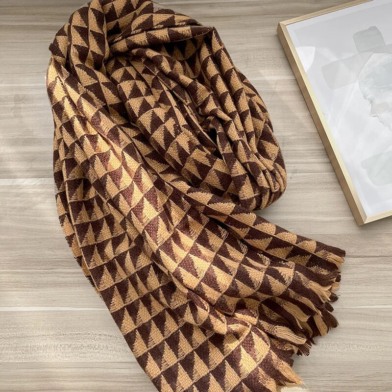 67*185CM Ziemas Bieza Silta Rūta Šalle Sievietēm Imitācija Kašmira Plaids Šalle Pashmina Fashion Sega Aptin Biezi Šalles