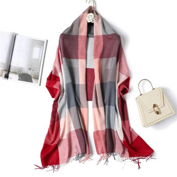 Британски стил квадратен кариран шал дамски топъл шал есен и зима мъжки тънки модни пискюли универсален декоративен шал