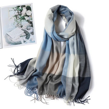 Британски стил квадратен кариран шал дамски топъл шал есен и зима мъжки тънки модни пискюли универсален декоративен шал