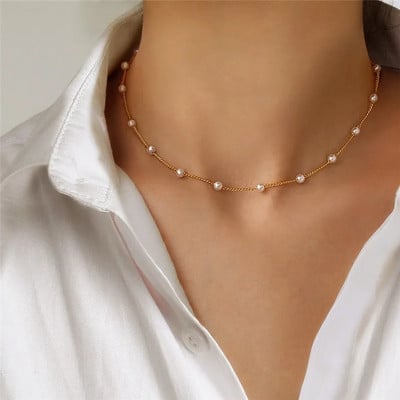 LATS Beads Γυναικεία αλυσίδα λαιμού Kpop Pearl Choker Κολιέ Χρυσό Χρώμα Goth Chocker Κοσμήματα Κρεμαστό Κολιέ 2022 Γιακά για κορίτσι