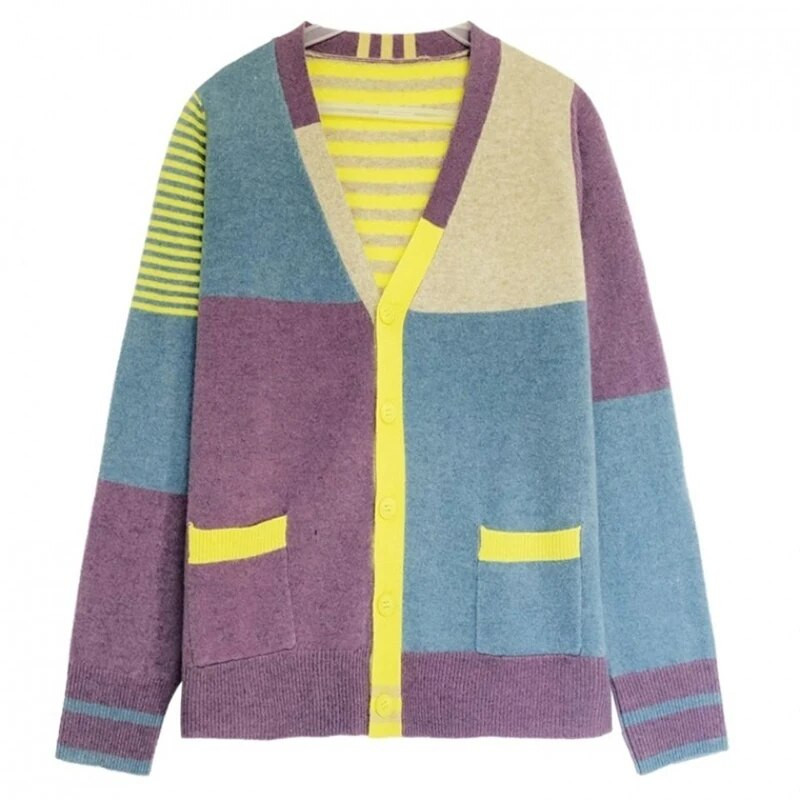 Rudens un ziemas korejiešu stila džemperis ar V veida kakla izgriezumu, sieviešu džemperis, brīvs, ikdienišķs, adāms mētelis sievietēm, elegants, saldais jaciņš