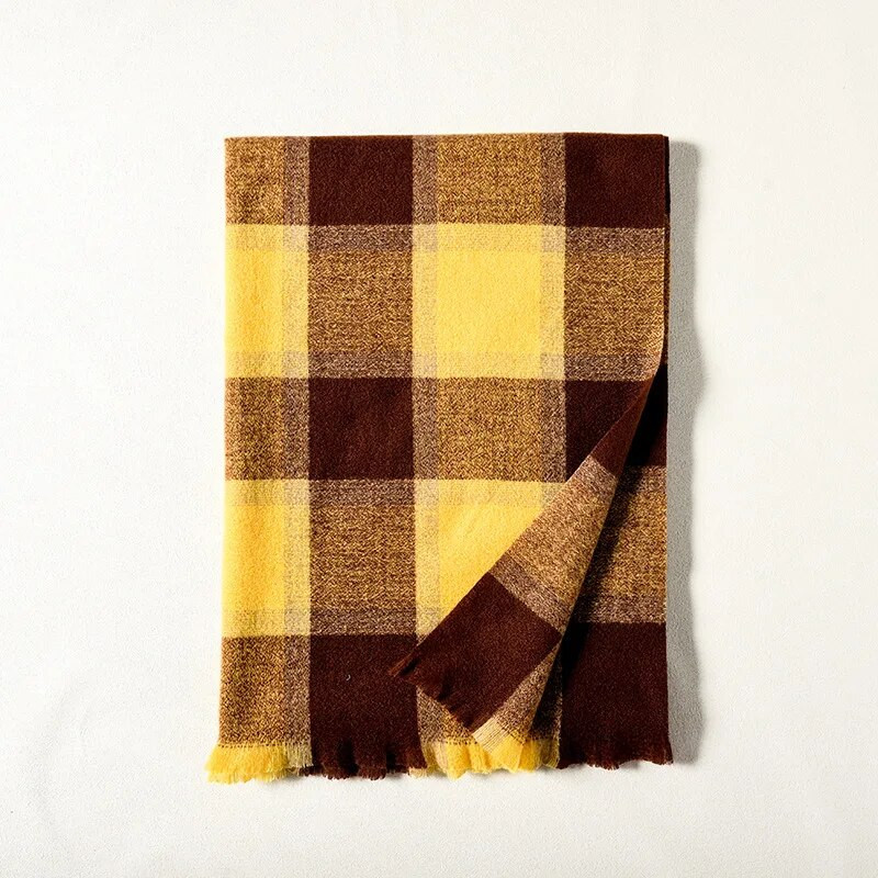 70*190 cm novi karirani šal od umjetnog kašmira za žene, debeli topli modni dugi šalovi od pašmine, jednostavni omoti, besplatna dostava