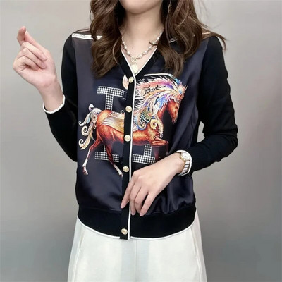 Γυναικεία σχεδιάστρια πολυτελείας Harajuku Chic Κομψά Ζακέτα με μονό στήθος Φθινοπωρινά μακρυμάνικα παλτό με μακρυμάνικο λαιμό, φθινοπωρινή κορεατική μόδα