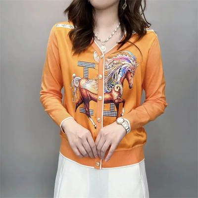 Γυναικεία σχεδιάστρια πολυτελείας Harajuku Chic Κομψά Ζακέτα με μονό στήθος Φθινοπωρινά μακρυμάνικα παλτό με μακρυμάνικο λαιμό, φθινοπωρινή κορεατική μόδα