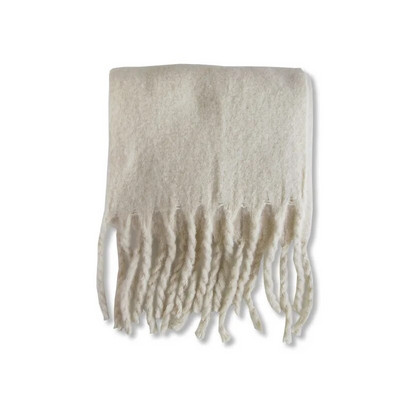 Ženska zima Luksuzni jednobojni šal od kašmira Zimski topli šal i omot Debeli dugi mekani Bufanda šalovi s velikim resama Pokrivač od pašmine