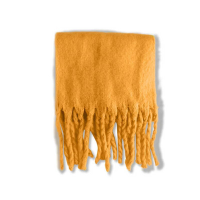 Ženska zima Luksuzni jednobojni šal od kašmira Zimski topli šal i omot Debeli dugi mekani Bufanda šalovi s velikim resama Pokrivač od pašmine