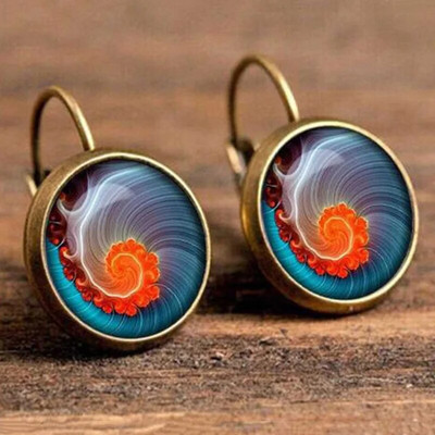 FSUNION Boho Flower Drop Auskari Sievietēm Vintage Juvelierizstrādājumi Ģeometriski Raksti Apaļi Auskari Bijoux Boucles D'oreilles Bohemia