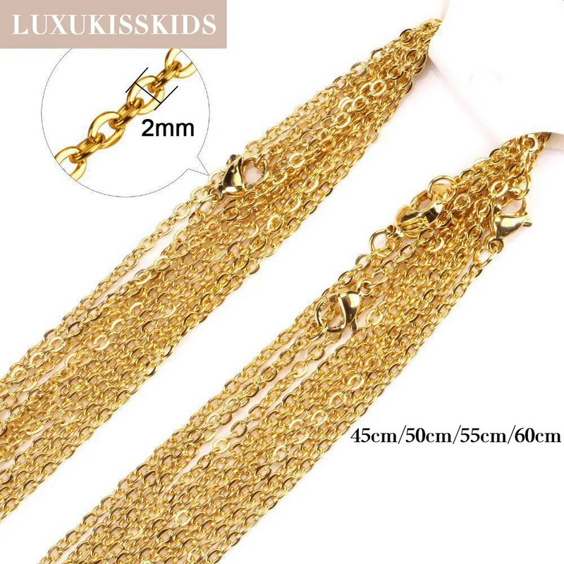 LUXUKISSKIDS lančići od nehrđajućeg čelika ogrlica žena 10 kom/lot veleprodaja DIY rolo 2 mm lančić bez blijeđenja za izradu nakita