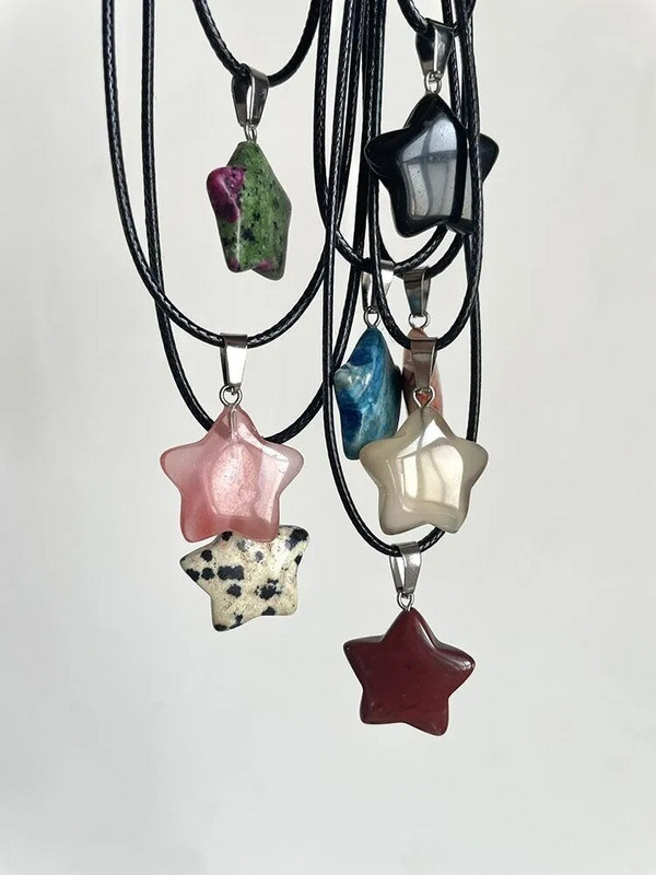 Trend prirodni kamen Hexagon Crystal Rose Quartz Opal Star Privjesak Ogrlica za žene Fluorit Lapis Bullet Pendulum Nakit Poklon