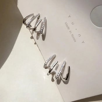 Нови договорени геометрични метални обеци с нокти 2023 г. Корейски блестящи кристални сладки дамски обеци на шипове Парти за рожден ден Сватбени бижута