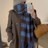 Nosite dugi ženski karirani šal, zdepast preveliki topli šal za zimu/jesen, velike tartan marame, omotani šal