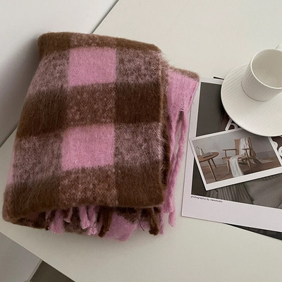 Nosite dugi ženski karirani šal, zdepast preveliki topli šal za zimu/jesen, velike tartan marame, omotani šal