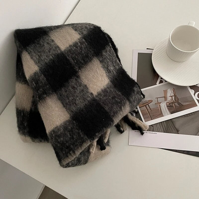 Nosite dugi ženski karirani šal, zdepast preveliki topli šal za zimu/jesen, velike tartan marame, omotani šal