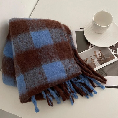 Nosite dugi ženski karirani šal, zdepast preveliki topli šal za zimu/jesen, velike tartan marame, omotani šal