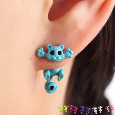 Πολλαπλών χρωμάτων Classic Fashion Kitten Animal Jewelry Cute Stud σκουλαρίκια για γάτες για γυναίκες κορίτσια Αξεσουάρ κοσμημάτων