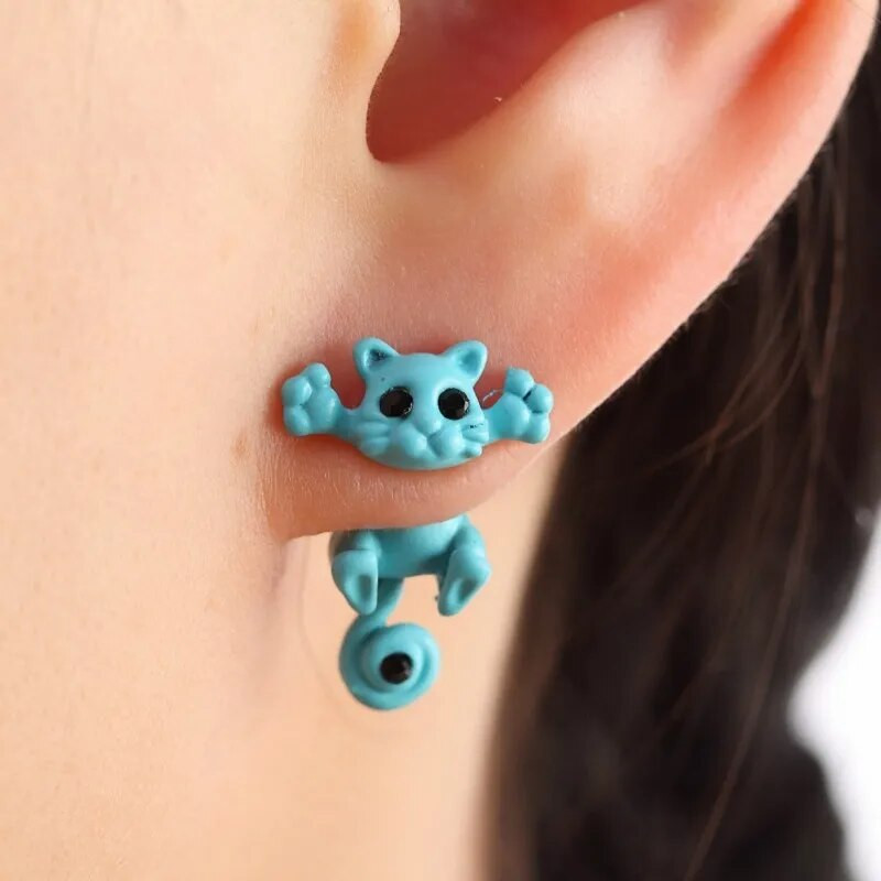 Πολλαπλών χρωμάτων Classic Fashion Kitten Animal Jewelry Cute Stud σκουλαρίκια για γάτες για γυναίκες κορίτσια Αξεσουάρ κοσμημάτων