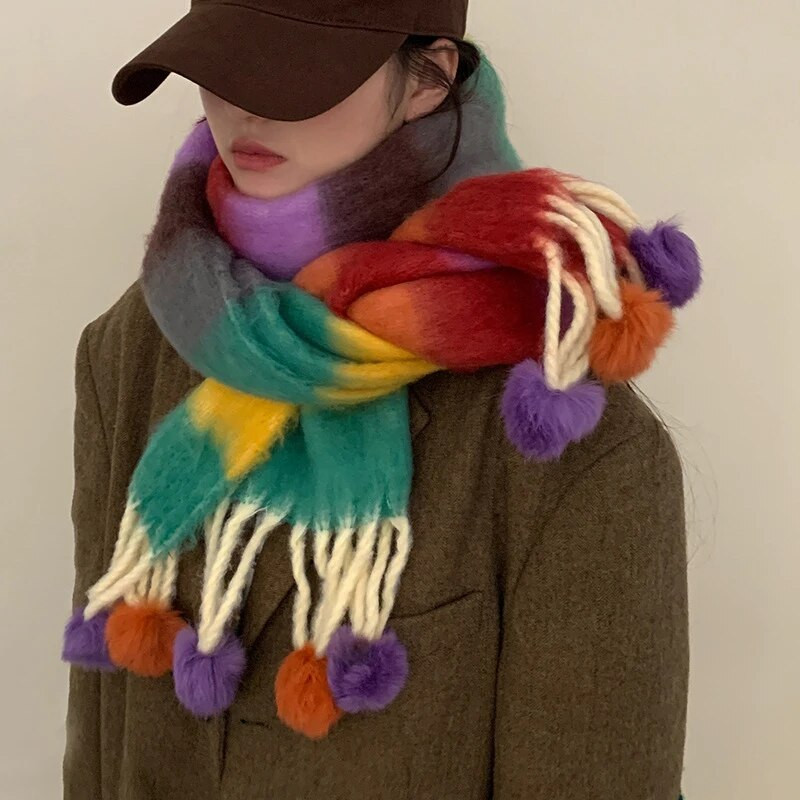 Veliki zdepasti karirani šal, kockasti šareni preveliki šalovi, mekana velika kašmirska vunena debela zimska topla deka za žene