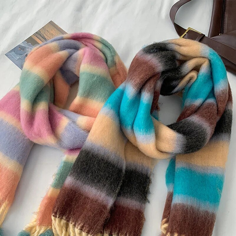 Veliki zdepasti karirani šal, kockasti šareni preveliki šalovi, mekana velika kašmirska vunena debela zimska topla deka za žene