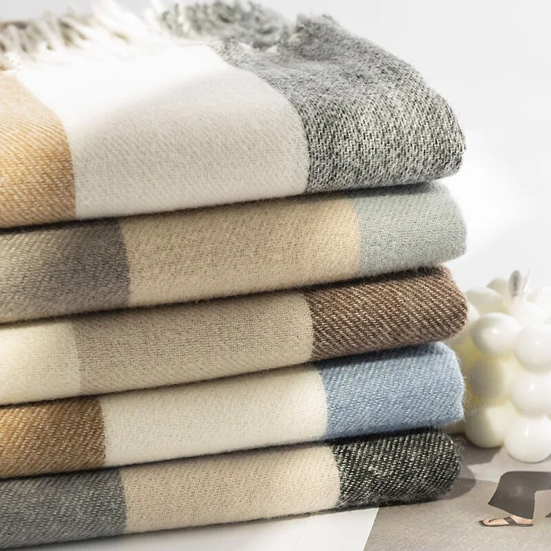 Ženski šal, modni dugi karirani šalovi, velike rešetkaste zimske tople rešetkaste velike marame, darovi