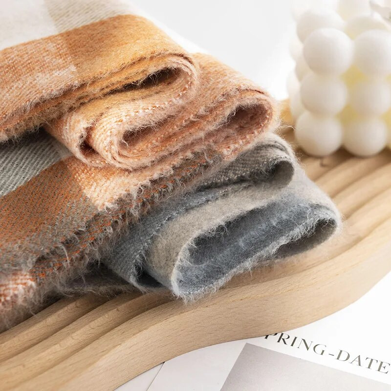 Ženski šal, modni dugi karirani šalovi, velike rešetkaste zimske tople rešetkaste velike marame, darovi