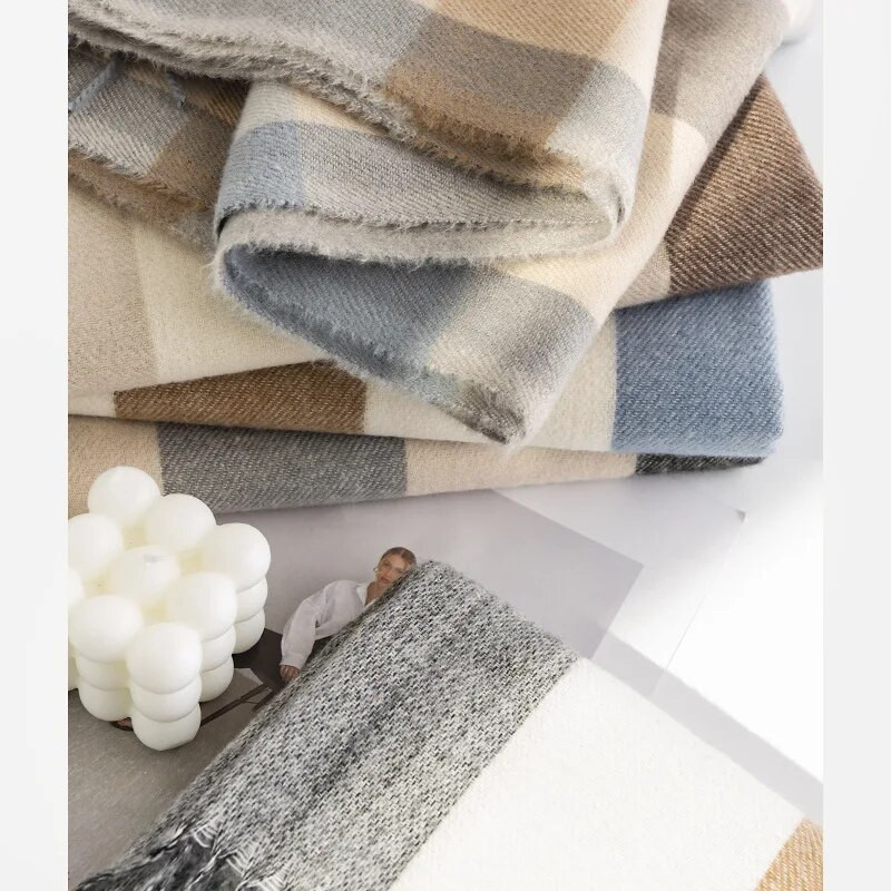 Ženski šal, modni dugi karirani šalovi, velike rešetkaste zimske tople rešetkaste velike marame, darovi