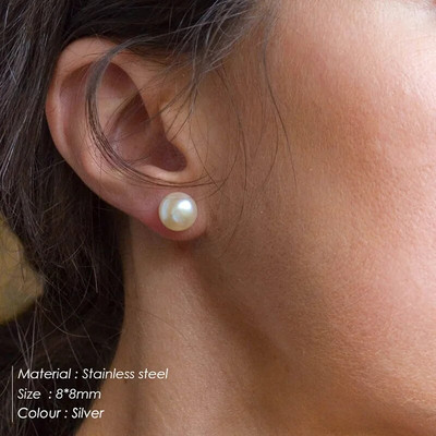 eManco 4/6/8MM imitacija bisera u korejskom stilu naušnice s klinovima za žene Posrebrene hipoalergene naušnice Nakit