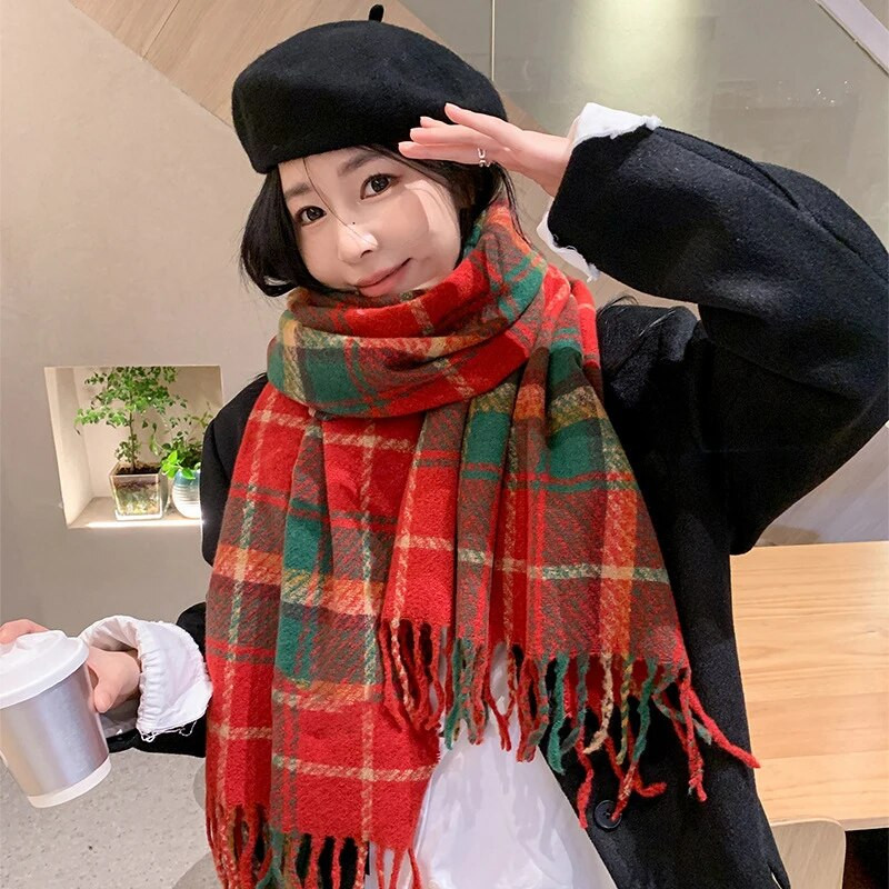 Trendy ženski udoban topli zimski jesenski pokrivač šal, elegantni mekani zdepasti golemi šalovi s golemim šalom