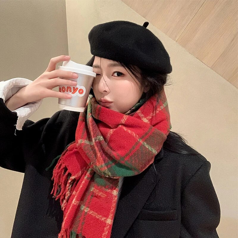 Trendy ženski udoban topli zimski jesenski pokrivač šal, elegantni mekani zdepasti golemi šalovi s golemim šalom