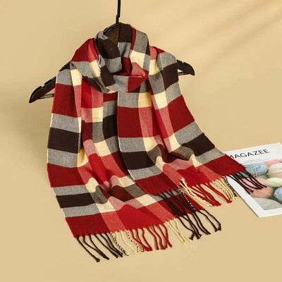 Ženske Tople Klasične Karirane Šalove Modne Ležerne Kašmir Par Rešetkaste Zimske Muške Poslovni Uniseks prigušivač hidžab 30cm*190cm