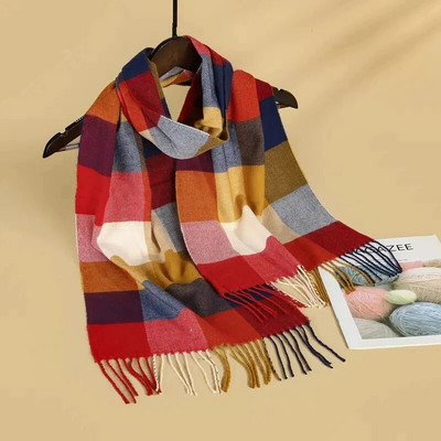 Ženske Tople Klasične Karirane Šalove Modne Ležerne Kašmir Par Rešetkaste Zimske Muške Poslovni Uniseks prigušivač hidžab 30cm*190cm