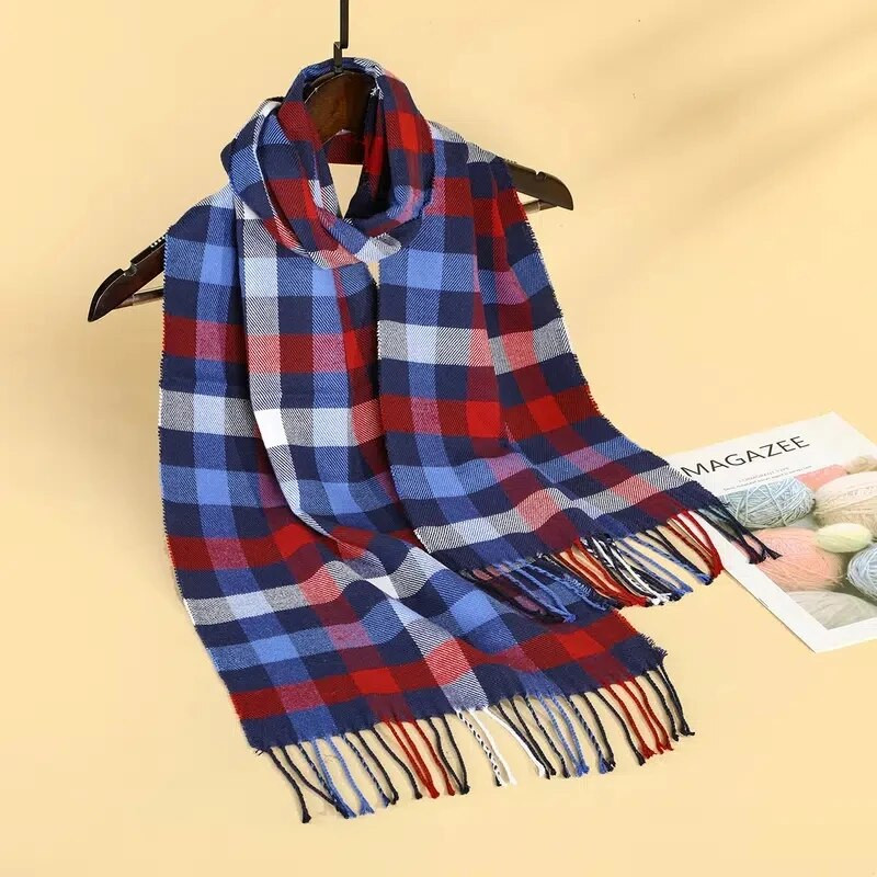 Ženske Tople Klasične Karirane Šalove Modne Ležerne Kašmir Par Rešetkaste Zimske Muške Poslovni Uniseks prigušivač hidžab 30cm*190cm