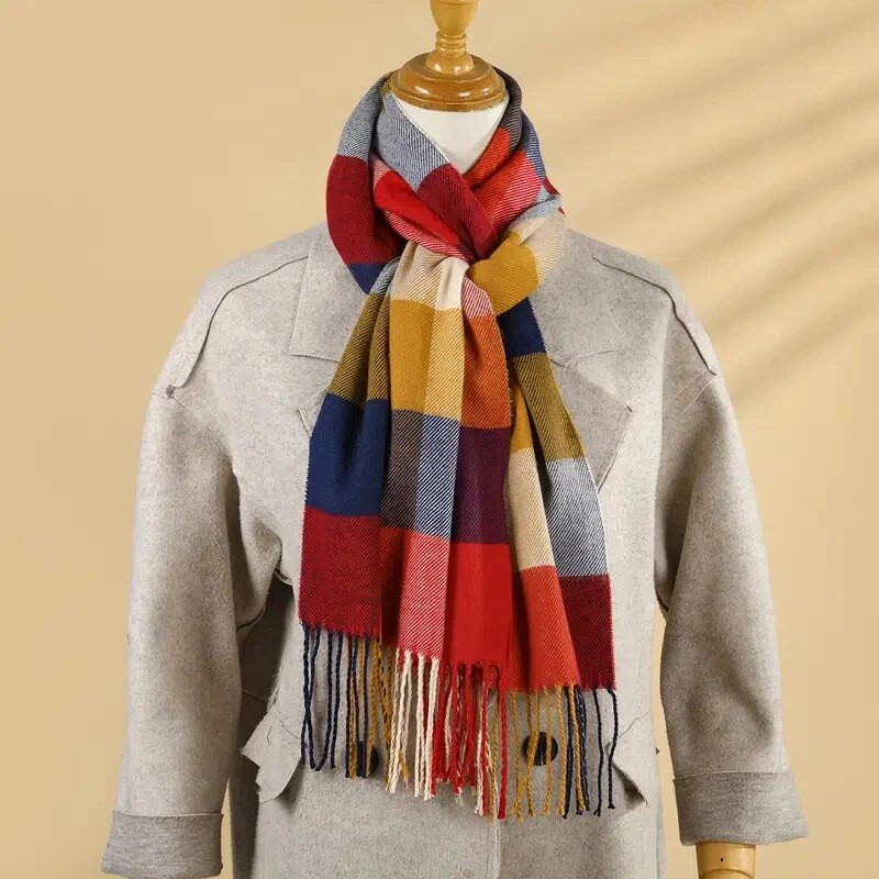 Ženske Tople Klasične Karirane Šalove Modne Ležerne Kašmir Par Rešetkaste Zimske Muške Poslovni Uniseks prigušivač hidžab 30cm*190cm