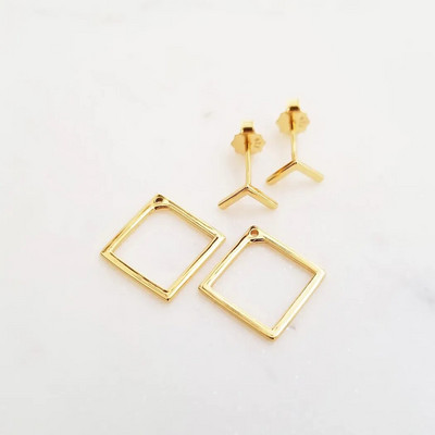Minimalističke geometrijske naušnice Prednje i stražnje naušnice za žene Djevojke Zlatne boje Nežne četvrtaste naušnice Boho nakit